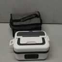 Cordless Electric Heated Lunch Box for Adults Men Women, Rechargeable Self Heating Battery Powered Food Warmer with 1L Container Fork Spoon and Insulated Carry Bag for Car Truck Travel Office(White)