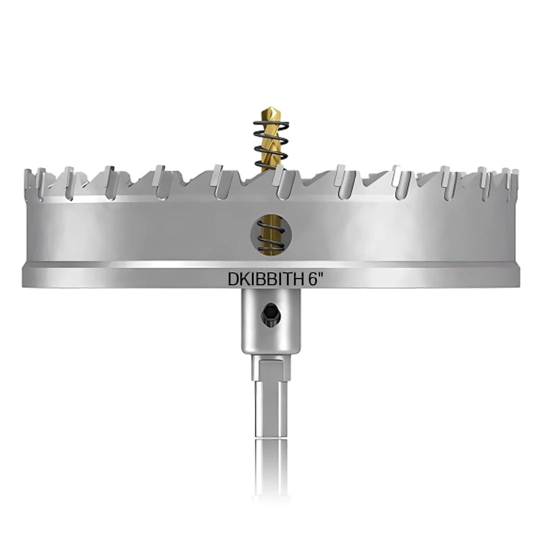 TCT Hole Saw Set, 6"(152mm) Heavy Duty Tungsten Carbide Tipped Hole Cutters for Stainless Steel Mild Steel Copper Iron Brass Plastic and More, with Titanium-Plated Pilot Drill Bits