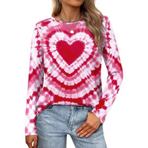 Valentine Shirts for Women Love Heart T Shirt Long Sleeve Valentines Gift Shirt Casual Tee Tops (Medium)