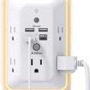 Surge Protector, Outlet Extender with Night Light, Addtam 5-Outlet Splitter and 4 USB Ports(1 USB C), Multi Plug Wall Outlet for Home Office Dorm Room Essentials (1C3A, White)