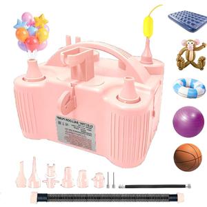 4-in-1 Electric Balloon Pump for All Balloons, Inflatables, and Sports Balls, Portable High Power Triple Inflating Ports for Latex Foil 260q Mylar Balloon (Pink)