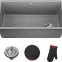 KRAUS Forteza 32-inch Undermount Single Bowl Granite Kitchen Sink in Grey, KGU-55GREY (Gray)