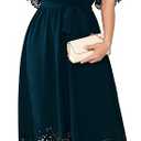 Womens Plus Size Wedding Guest Cocktail Dress Wrap V Neck A-Line Swing Maxi Dresses with Belt XXXL Lake Blue 