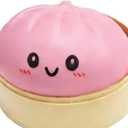 Squishy Baozi Dumpling Stress Relief Toy - Fun and Interactive Squeeze Sensation (Rose)