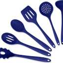 Culinary Couture Blue Silicone Kitchen Utensils Set of 6, Non-Stick Heat-Resistant Silicone Kitchen Utensils Set with Steel Inner Core