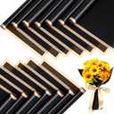 Yahenda 420 Sheets Black Flower Wrapping Papers:23" x 23" Black Flower Bouquets with Gold Edge Korean Style Wrapping Paper for DIY Gifts Craft Floral Supplies Packaging