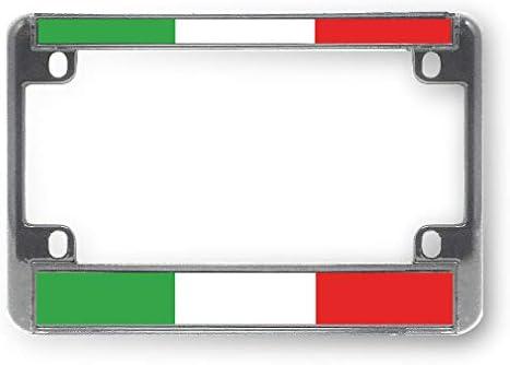 Metal Bike License Plate Frame Italy A Motorcycle Tag Holder Chrome 4 Holes One Frame 5x7.5in