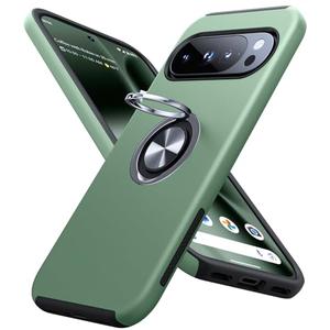 JAME for Google Pixel 10 Case/Pixel 10 Pro Case, Slim Fit Military Grade Shockproof Cover with Metal Ring Holder Stand Kickstand Protective Phone Case for Google Pixel 10/10 Pro 6.3", Alpine Green