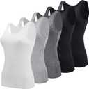BQTQ 5 Pcs Basic Tank Tops for Women Undershirt Tank Top Sleeveless Under Shirts (XX-Large, Black, White, Gray, Dark Gray)