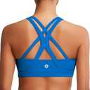 RUNNING GIRL Sports Bra for Women, Medium-High Support Criss-Cross Back Strappy Padded Sports Bras Supportive Workout Tops, blue, size: M 