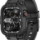 AmBand Bands Compatible with Apple Watch 9/8/7/6/5/4 & SE 3/2/1 45mm/44mm Case for Men, M1 Sport Series Rugged Case Protective Cover for iWatch SE3/SE2/6/SE/5/4/3 42/44/45mm Men Black