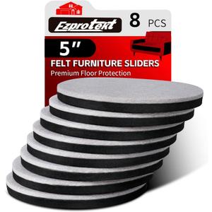Ezprotekt 5" Round Felt Furniture Movers Sliders for Hardwood Floors, 8 Pcs Reusable Felt Furniture Moving Pads for Heavy Duty Bed Sofa Fridge Couch, Move Item Easily and Quickly (Beige)