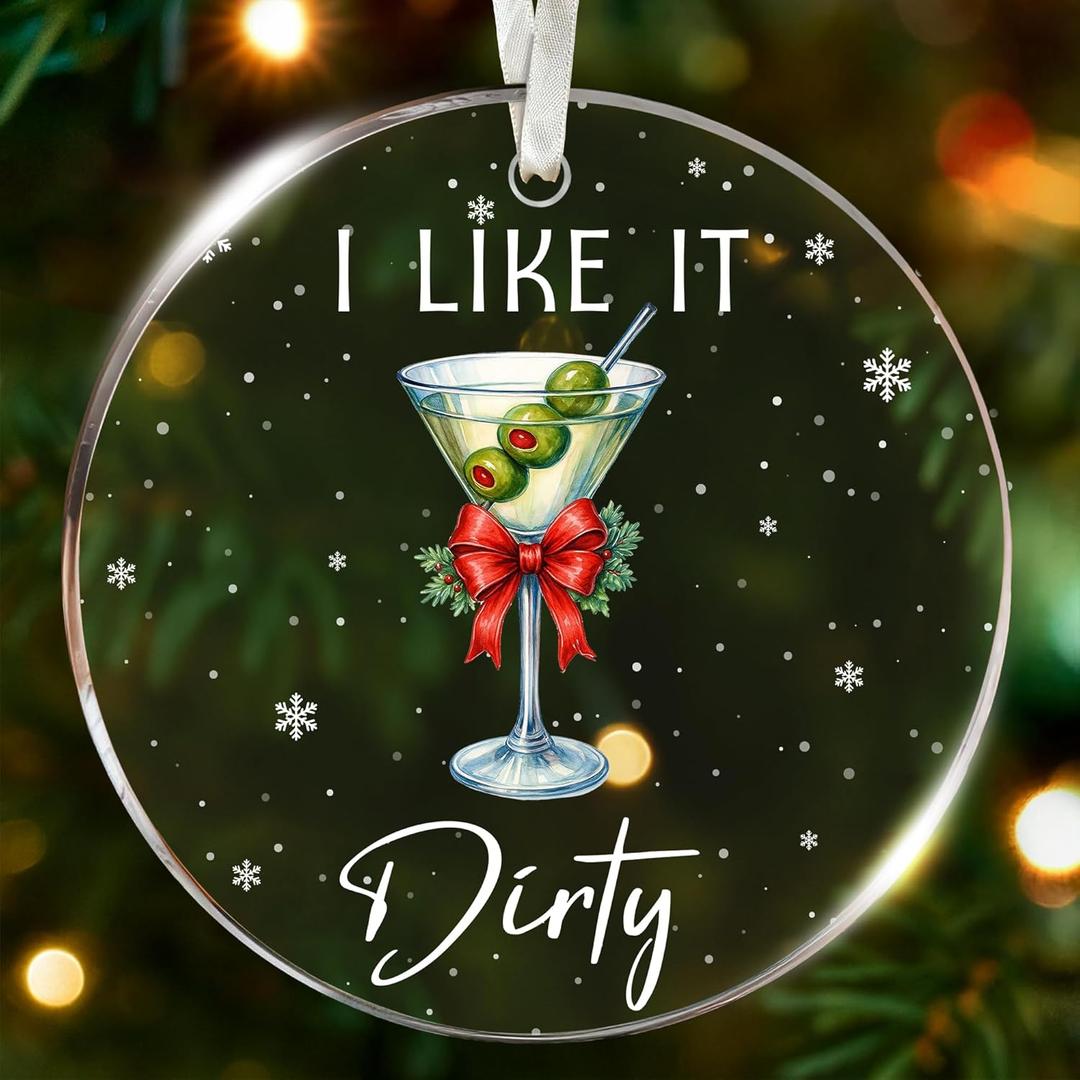 Dirty Martini Ornament - Unique Christmas Decor for Cocktail Enthusiasts, Festive Martini Glasses for Tree, Ideal for Friends and Family, Martini Ornaments for a Merry Christmas