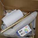 Floor Lamp for Living Room with Remote,Dimmable Tall Standing Lamps,Modern Floor Light with Smart RGB Bulb,App Control,3 Color Temperatures,Fabric Shades,Gold Floor Lamp for Bedroom Office Corner