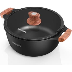 Nonstick Stock Pot,6.5 Qt Elegant Aluminum Ceramic Casserole with Pour Spout Lid, Induction Bottom