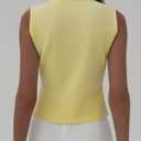 Verdusa Women's Old Money Tops Sweater Vest V Neck Metal Knit Trendy Going Out Tops (L)