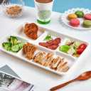 ECOLipak 100% Compostable 5 Compartment Plates, 100 Pack Disposable Compartment Paper Plates, 12.5 * 8.6 inch Biodegradable Sugarcane Plates, Eco-Friendly School Lunch Trays