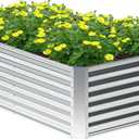 4x2x2FT Galvanized Raised Garden Bed,Planter Raised Beds-Metal Garden Box,Large Plant for Outdoor Planting, Vegetables BedFlower,herb-Silver