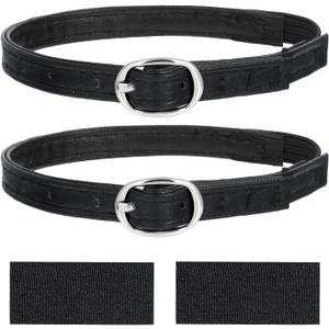 Heel Straps for High Heels, 2 Pcs PU Leather Shoe Strap Extender Adjustable Elastic Ankle Straps with Buckle Detachable Shoes Belt Band for Women Lady Holding Loose Heels (Black)