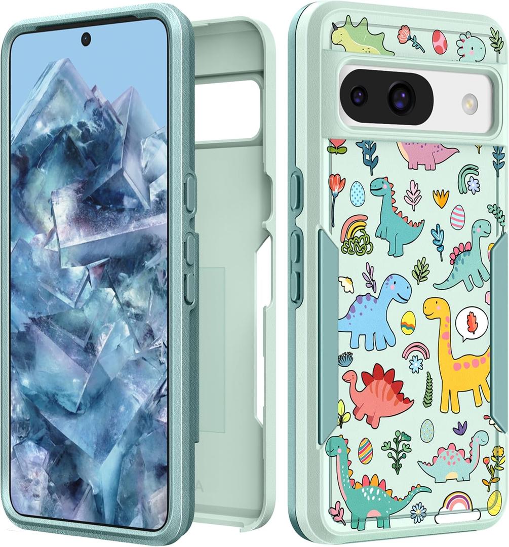for Google Pixel 8A Case Women - Cute Girls Cover Girly Kawaii Aesthetic Unique Design Dinosaurs Heavy Duty Protective Shockproof Military Grade Teens for Google Pixel 8A Phone Cases