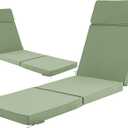80 x 26 Inch Outdoor Chaise Lounge Cushions Set of 2 - Removable Cover, 4-Section Design, Water-Repellent & Fade-Resistant, 6 Tie Straps, Replacement for Patio & Pool Chairs - Sage Green, 80''x26'' | 2 Pack