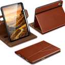 DTTO for iPad A16 Case, iPad 11th / 10th Generation Case (2025/2022), 360 Degree Rotating Premium Leather Folio Stand Cover with Pencil Holder, Brown