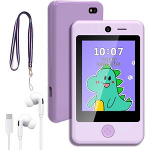 PTHTECHUS Kids Phone Toy for Boys Girls, 3.8 "Touch Screen Toddler Smartphone with Fun Cameras 16 Games MP3 Music Player Audio Recorder Pedometer Torch Alarm Clock Children Phone for Ages 4-14