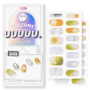 6 x UUUUU. Semi Cured Gel Strips - [Julia], UV Stickers Compatible With All Lamps, U-Curve for Perfect Fit, Includes 2 Prep Pads, Nail File, and Wood Stick