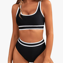 BMJL Women's High Waisted Bikini Sets Sporty Two Piece Swimsuits Color Block Cheeky High Cut Bathing Suits Size M No Tag