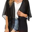 Chunoy Women Lightweight Kimono Cardigan Short Sleeve Loose Beach Wear Cover Up XXL