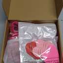 PerKoop 48 Pcs Reusable Valentines Gift Bags Heart Themed Goodie Candy Bags with Handles Non Woven Snack Wrapping for Business Shopping Retail Holiday Wedding Party Gift Supply Favor (Red,Pink)