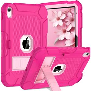 BMOUO Case for iPad (A16) 11th Generation 11 Inch 2025/iPad 10th Generation 10.9" 2022 - with Kickstand & Pencil Holder, Heavy Duty Shockproof Protective iPad 11th 10th Generation Case, Rose Pink
