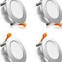 YGS-Tech 2 Inch LED Recessed Lighting, Dimmable Downlight 3W(35W Halogen Equivalent), 3000K Warm White Ceiling Light, CRI80, Silver Trim with LED Driver(4 Pack)