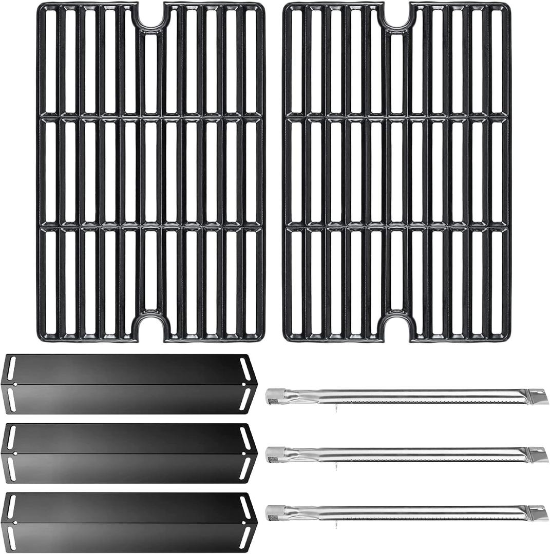 Hisencn Grill Replacement for Smoke Hollow PS9900, PS9500, 6800, Smoke Hollow Grill Parts for 16.5" Porcelain Steel Heat Plate Shield, Stainless Steel Pipe Burners, Cast Iron Cooking Grate