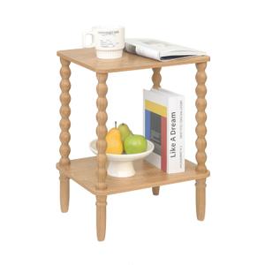 Small End Table, Couch Side Table with 2-Tier Storage Shelf, Wood Coffee Table for Bedroom, Living Room, Small Spaces (Rustic Walnut)