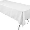 55x82 Inch Rectangle White Polyester Tablecloth, Table Cover, Stain and Wrinkle Resistant, Washable for Dining Table, Wedding Reception, Banquet, Party  