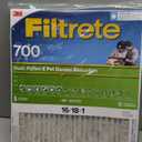 Filtrete 16x18x1 AC Furnace Air Filter, MERV 8, MPR 700, Tough on Pollen, Easy on Airflow, 3-Month Pleated 1-Inch Electrostatic Air Cleaning Filter, 4-Pack (Actual Size 15.687 x 17.687 x 0.81 in)