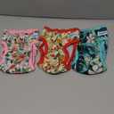 Leekalos Reusable Washable Dog Diapers Female (3 Pack) - Highly Absorbent Doggie Diapers - Size Adjustable Puppy Diapers for Dog Period Panties (Small, Flora) (Small (Newborn-10.5" Waist), Flora(Gray Lining))