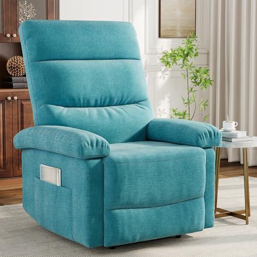 Garvee Recliner Chair for Adults, Manual Fabric Recliner with Side Pocket, Adjustable Single Sofa with Ergonomic Back Support, for Living Room, Nursery, Bedroom