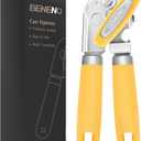 Beneno Heavy Duty Hand Can Opener Manual with Magnet, Durable Sharp Carbon Steel Blade Smooth Cutting, Big Effort-Saving Knob, Soft Grip Handle, Multifunctional Kitchen Tool with Bottle Opener, Yellow