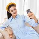 2 x Spa Terry Cloth Facial Headbands, Set of 2 Skincare Combo Pack - Puffy Makeup Headbands for Face Washing and Masks (Blue + Dark Khaki)