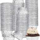 Aluminum Foil Baking Cups 150 Pcs, SUPPHOUS 4 Oz Disposable Ramekin Aluminum Cupcake liners, Silver Foil Baking Cups Muffin Liners for Cupcake, Baking, Egg Tart, Pudding, Creme Brulee