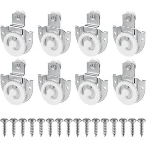 Sliding Closet Door Hardware Set, Sliding Wardrobe Door Hardware Roller Kit Includes Knob Adjustable Door Hooks and Screws, 8 Pack丨Zinc Plated
