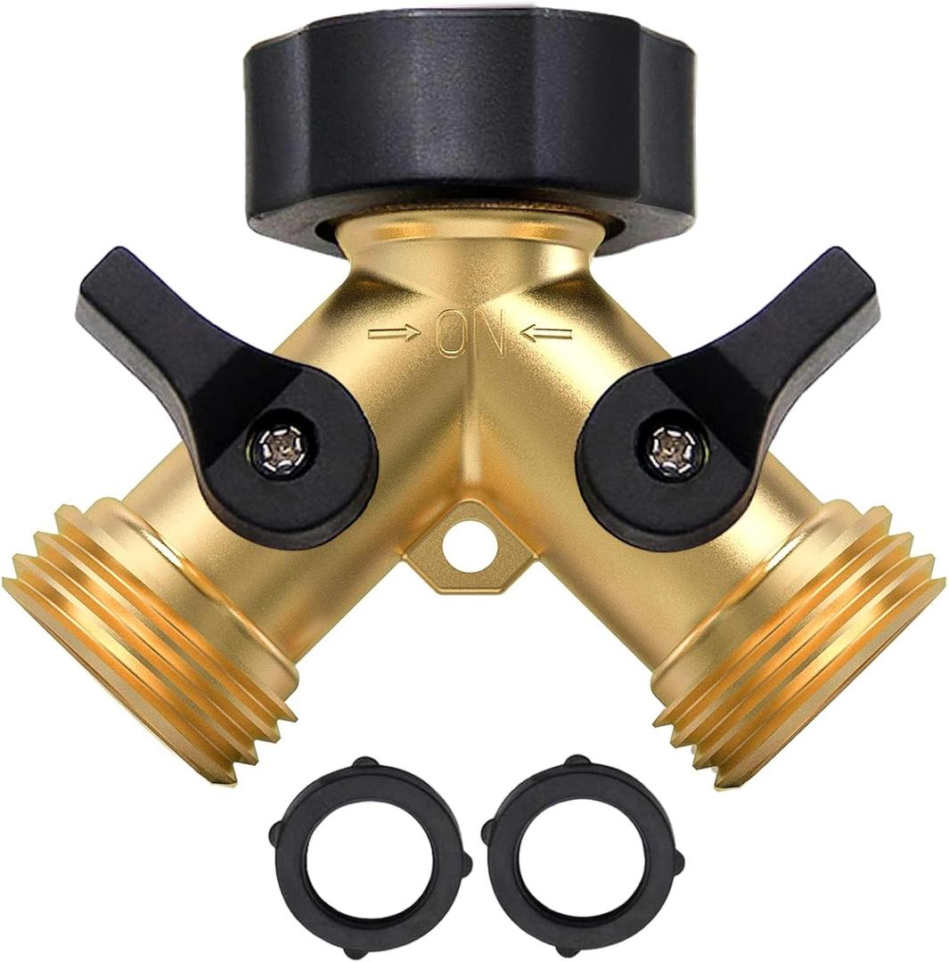 Twinkle Star Garden Hose Splitter 2 Way, Y Connector Brass Garden Hose Adapter (1 Pack)