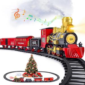 Letapapa Train Set, Christmas Train Sets for Under The Tree, Electric Train Toy for Boys & Girls, Toy Train w/Steam Locomotive, Tracks, Lights & Sound, for 3 4 5 6 7 8+ Year Old Kids