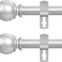 Curtain Rod Set for Windows 28 to 60 Inch - 5/8'' Black Heavy Duty 2 Pack - Decorative Window Curtains Rod with Brackets for Kitchen, Bathroom, Sliding Cafe Curtain Rods Door