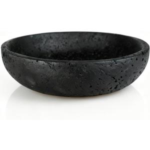 Black Travertine Bowl, 7.8" Luxurious Natural Stone Centerpiece Bowl for Modern Home Decor, Handmade Fruit Bowl, Jewelry Dish, Sophisticated Tabletop Sculpture