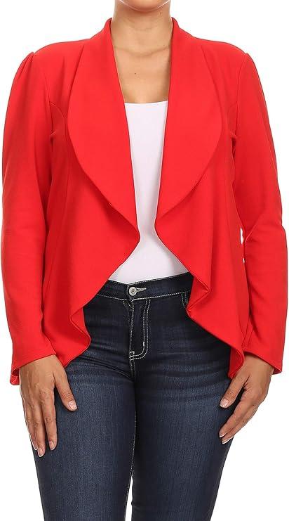 SHEIN Women's Long Sleeve Classic Draped Open Front Lightweight Blazer  Size S, Red