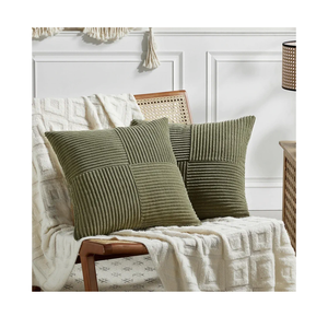 Fancy Homi 2 Packs Olive Green Euro Decorative Throw Pillow Covers 28x28 Inch Room Couch Bed, Rustic Farmhouse Boho Home Decor, Soft Corss Corduroy Patchwork Textured Cushion Case 71x71 cm