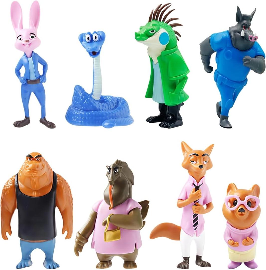 8 Pack Zootopia 2 Figurine Toys, Cartoon Animal Action Figures for Kids, Toy Collection for Party Favors and Play